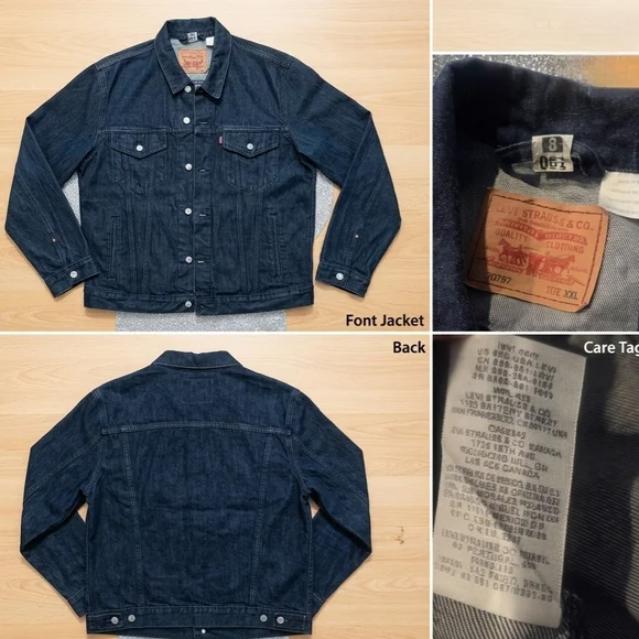 Levi’s 70797 Denim Trucker Jacket Mens XXL Dark Wash Indigo - Picture 2 of 3